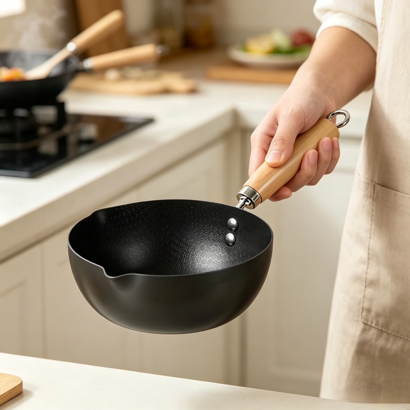 Dosa Pan Iron - 非コーティング平底中華鍋小型鉄製中華鍋炒め物調理用コンロIH調理器具アクセサリーキッチン用品