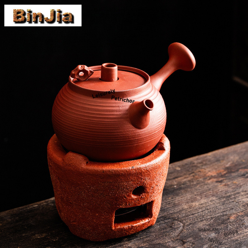 Tagine Clay Pot - 700ml 赤朱粘土 通心側ハンドル付きティーポット ブティックティーフィルターポット ティーメーカー ケトル