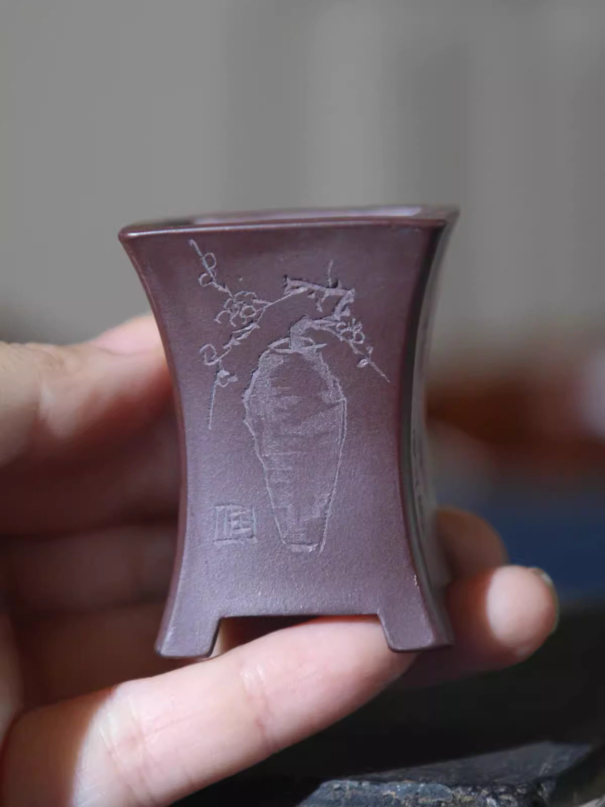セラミック盆栽ポット、手作りの刻まれた花瓶、紫の砂、緑の粘土 - Tagine Clay Pot のレビューと価格