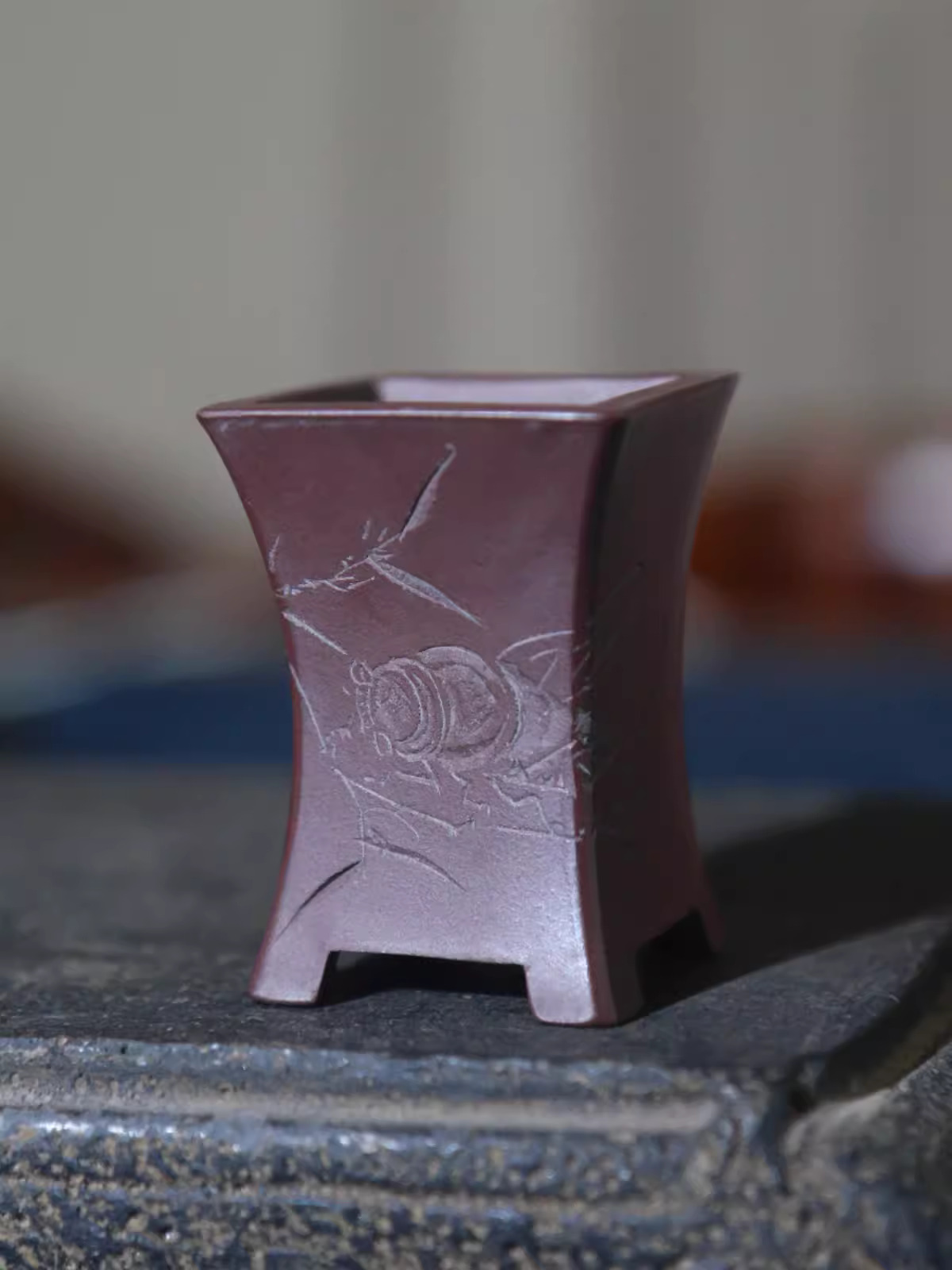 セラミック盆栽ポット、手作りの刻まれた花瓶、紫の砂、緑の粘土 - Tagine Clay Pot のレビューと価格