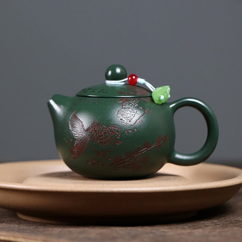 中国宜興紫砂茶器 手作り魚模様西施茶壺 生鉱石緑泥ケトル 家 - Tagine Clay Pot のレビューと価格